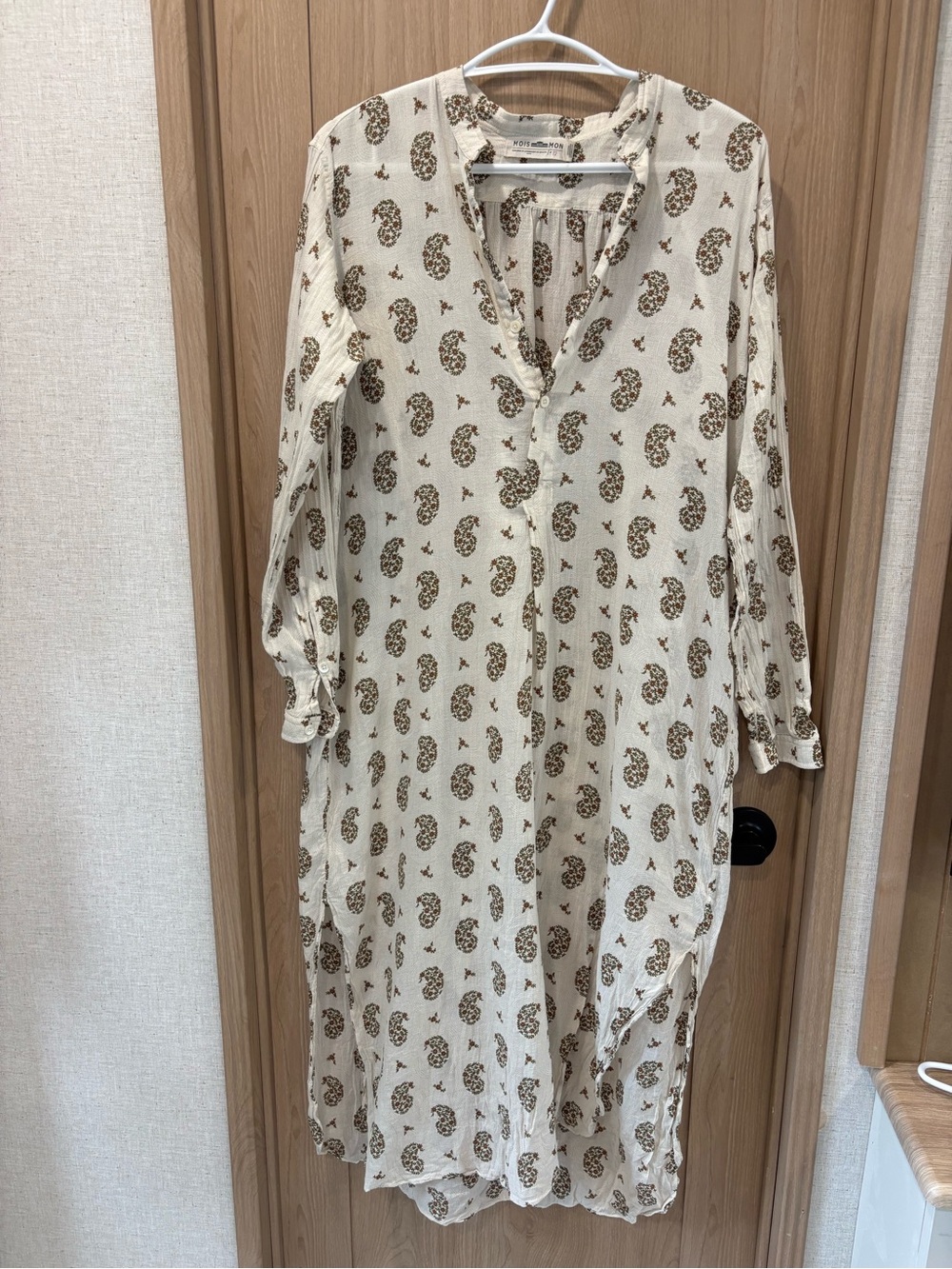 Mois Mont Paisley Print Tunic Dress French Indian Design Caftan Size 2 (READ)